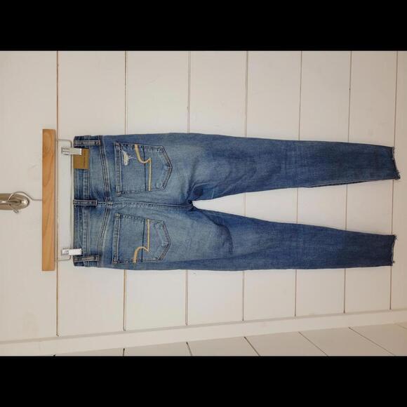 American Eagle Outfitters size 0 blue distressed super hi-rise jegging - Picture 2 of 4
